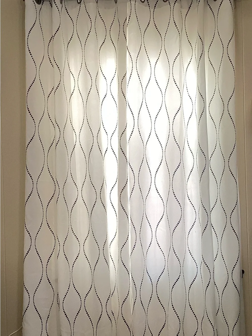 Wave-Dot Pattern Window Curtains in White - Modern Neutral Drapes